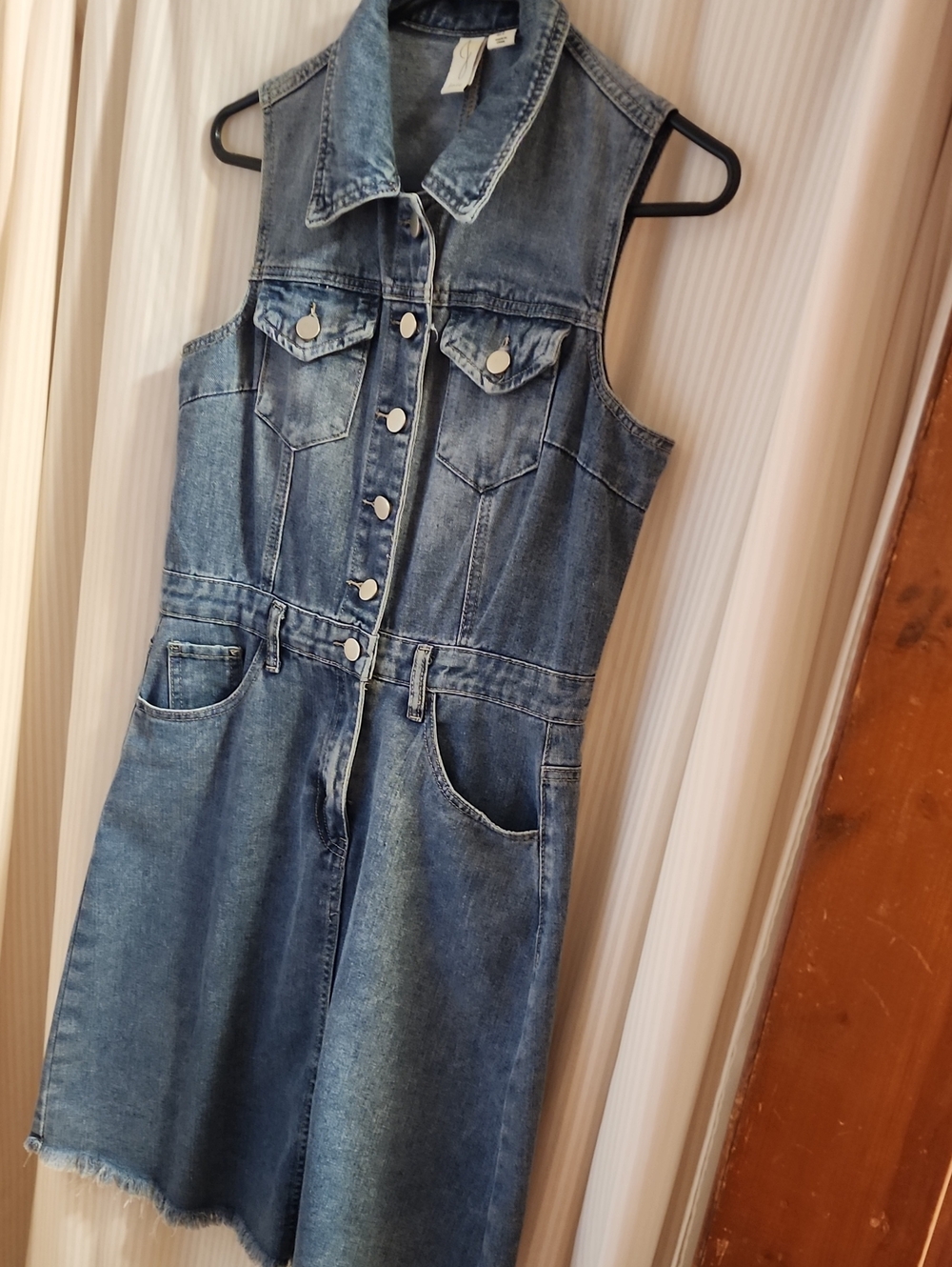 Joie Sleeveless Denim Overall Dress in Washed Blue
